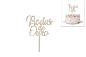 SET 4 CAKE TOPS BODAS DE OURO 10X13.6X0.4CM CHOUPO