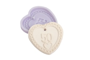 SILICONE MOULD HEART 50 YEARS 8.5X1CM MLD250