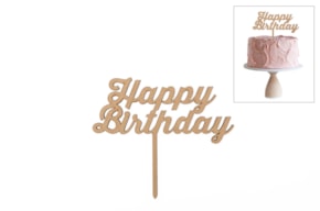 SET 4 CAKE TOPS HAPPY BIRTHDAY 15X13X0.3CM MDF