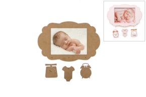 SET 2 BIRTH FRAMES W/APPLICATIONS 33X21X0.8CM MDF