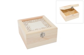 BOX F/TEA 4 DIV. 16.5X16.5X9CM  W/GLASS