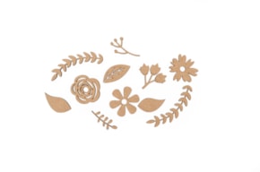 SET 2 KITS FLORES + HOJAS 4X0.3CM MDF