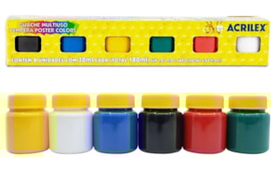 SET 6 TEMPERA POSTER COLORS 30ML 02206  ACRILEX