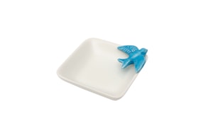 WHITE PLATE BLUE SEAGULL 13.5X13.5X3.5CM