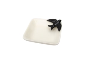 WHITE PLATE BLACK SEAGULL 13.5X13.5X3.5CM