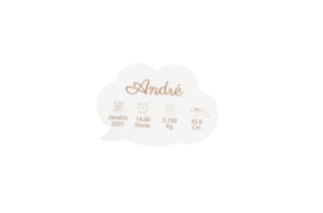 PLACA DE NASCIMENTO NUVEM PERSONALIZAVEL 12X8.2X0.3CM MDF B