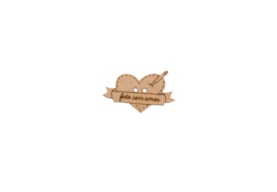 SET 12 BOTOES CORAÇÃO FEITO COM AMOR 3.5X2.1X0.3CM MDF