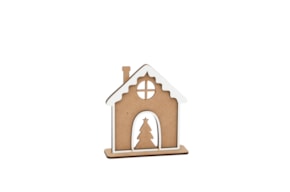 SET 2 CASAS DE NAVIDAD 11.9X12.3X0.3CM MDF BLANCO C/ BASE