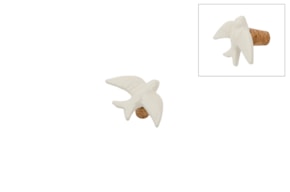 SWALLOW W/ CORK STOPPER 8.5X6X5.5CM WHITE