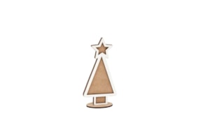 SET 2 PINHEIROS DE NATAL 7.6X15.3X0.3CM MDF BRANCO C/ BASE