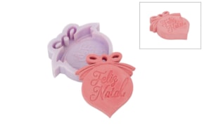 SILICONE MOULD HEART FELIZ NATAL 7.5X7.5X1.3CM   MLD210