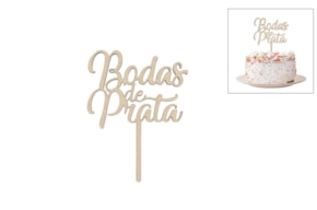 SET 4 CAKE TOPS BODAS DE PRATA 10X13.1X0.4CM CHOUPO