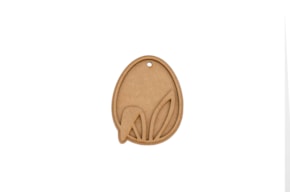 SET 6 PENDUROS OVO COM COELHO 6.3X8X0.3CM MDF