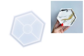 SILICONE MOULD HEXAGON BASE 11.5X10X1.5CM JESMONITE