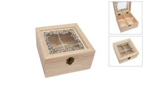 BOX F/TEA 4 DIV. 16.5X16.5X9CM  W/GLASS