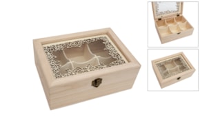 BOX F/TEA 6 DIV. 22.5X16.5X8.7CM W/GLASS