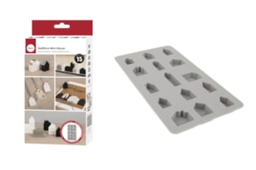Silicone mould Mini houses, 14.5x26x1.5cm, 15 moulds, box 1c