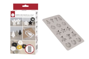 Silicone mould Mini deco shapes "Xmas", 14.5x26x1cm, 16 shac