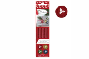 PACK OF 4 ROUND FLEXIBLE WAX STICK RED W/GLTTER 72453