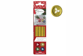 PACK OF 4 ROUND FLEXIBLE WAX STICK GOLD W/GLTTER 72454