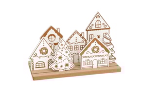SET 7 CASAS Y ARBOLES C/BASE 13.5-21X0.3CM 35X15X13.5-21X0.O