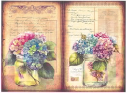 PAPEL ARROZ 23X31CM VASO HORTENSIAS 2390-679
