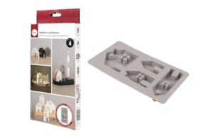Silicone mould Light-up houses 2, 14.5x26x1.7cm, 4 shapes,