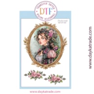 TRANSFER DTF-009G 20X28.5CM FRAME LADY AND FLOWERS