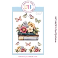 TRANSFER DTF-001G 20X28.5CM BOOK FLOWERS AND BUTTERFLY