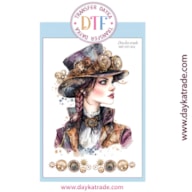 TRANSFER DTF-012G 20X28.5CM LADY STEAMPUNK