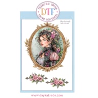 TRANSFER DTF-009P 14.28X19CM MOLDURA DAMA E FLORES