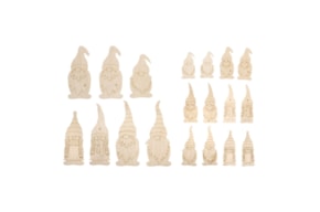 Veneer wood gnome family, natural, 3.6-9cm, 1mm thick, tab-