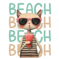 TRANSFER DTF TEXTIL 25X30CM BEACH CAT ARTIS DECOR