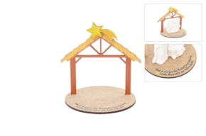 SET 4 CABANAS P/ PRESÉPIO 11.7X9.8X0.3CM MDF C/ BASE