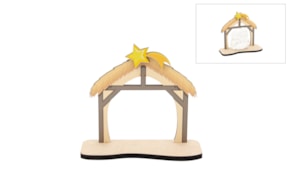 SET 4 CABANAS P/ PRESÉPIO 11X9.5X0.3CM MDF C/ BASE