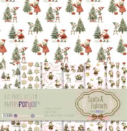 KIT 6 PAPEIS SCRAP VELLUM 30X31CM SANTA & FRIENDS PFY-15413