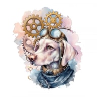 TRANSFER DTF TEXTIL 25X30CM VINTAGE DOG ARTIS DECOR