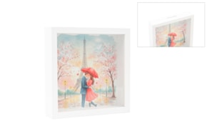 QUADRO MEALHEIRO NAMORADOS LACADO 17X17X3.7CM BRANCO C/FUN