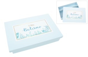 CAIXA P/ BATIZADO LACADA 38X25X7.5CM AZUL BEBE