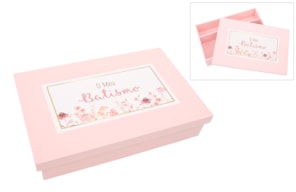 CAJA P/ BAUTIZADO LACADA 38X25X7.5CM ROSA BEBE
