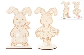 SET 2 COELHOS 28.5X0.6CM CHOUPO C/ BASE C/ BOLA ACRILICA