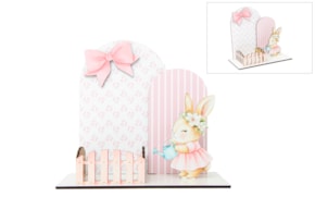EASTER BUNNY SCENE 20X11X18X0.3CM WHITE MDF