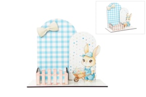 EASTER BUNNY SCENE 20X11X18X0.3CM WHITE MDF