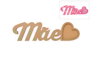 PALAVRA MÃEC/ CORAÇÃO 42X12X1.6CM MDF