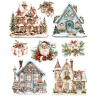 TRANSFER DTF TEXTIL 25X30CM  CHRISTMAS HOMES ARTIS DECOR