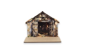 SET 2 CHRISTMAS HUT F/ NATIVITY 15.5X8.4X12X0.3CM MDF W/ BAS