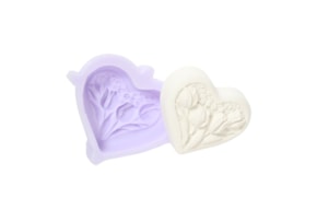 MOLDE SILICONE CORAZON COM TULIPAS 6X5X2CM MLD