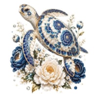 TRANSFER DTF TEXTIL 24X23CM PORCELAIN TURTLE ARTIS DECOR