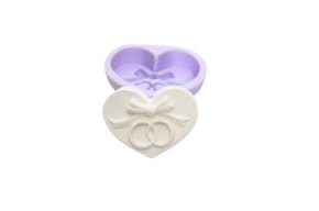 MOLDE SILICONE CORAÇAO COM ALIANÇAS 7.5x6x2.5CM MLD331