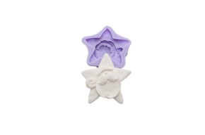 MOLDE SILICONE ESTRELA COM PAI NATAL 8X8X1.5CM MLD336